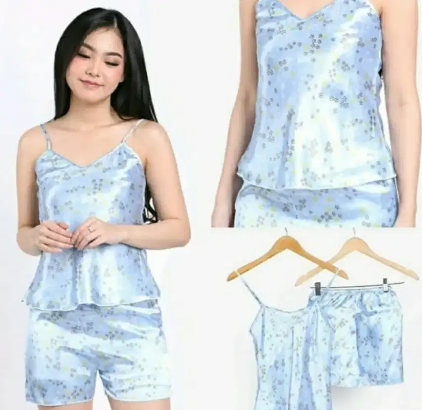 Cantika Flowery Sleepwear Set Blue