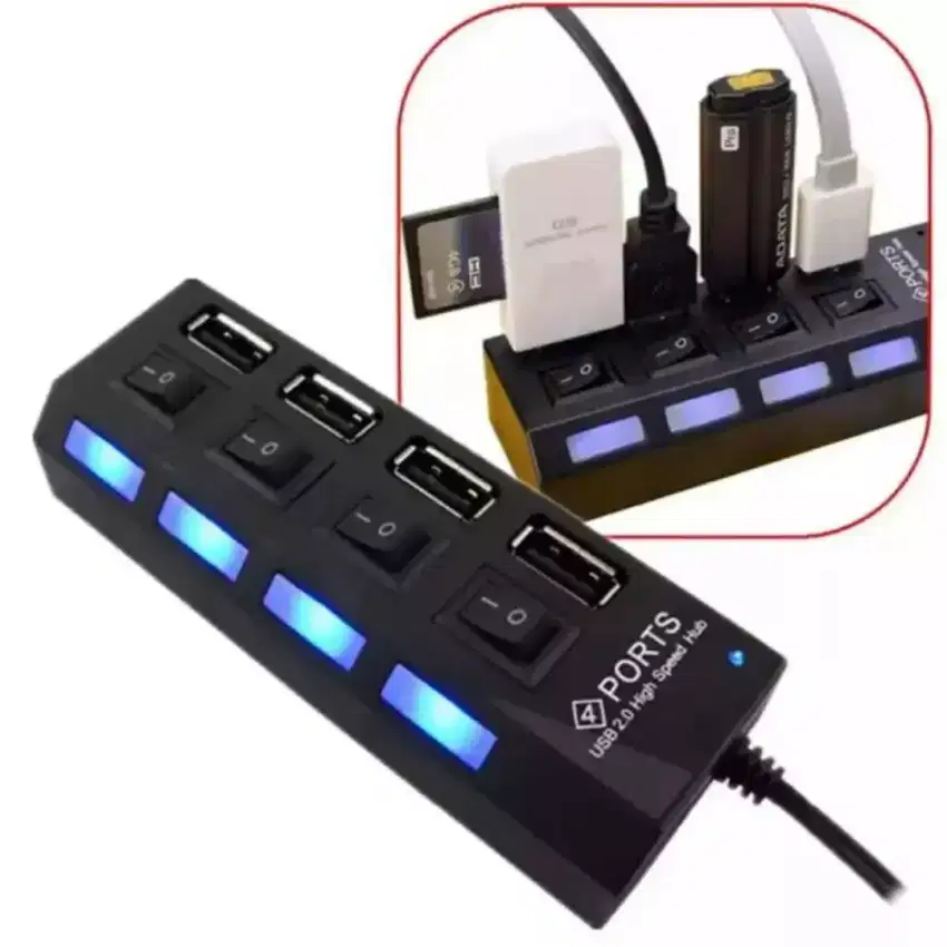 Saklar Tombol ON OFF Lampu LED 4 port USB HUB Swicth 4port Ports Kabel