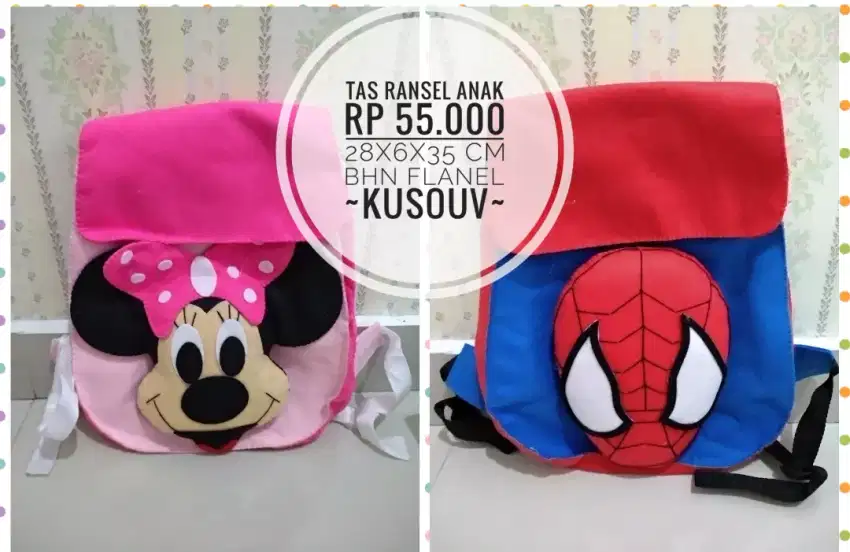 Tas Anak Karakter Bahan Flanel