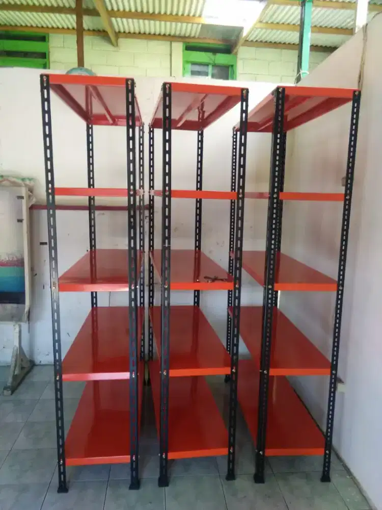 Rak besi siku lubang 5susun promosi