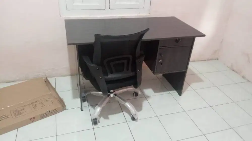 JUAL SET MEJA KURSI KERJA HITAM GRATIS KIRIM