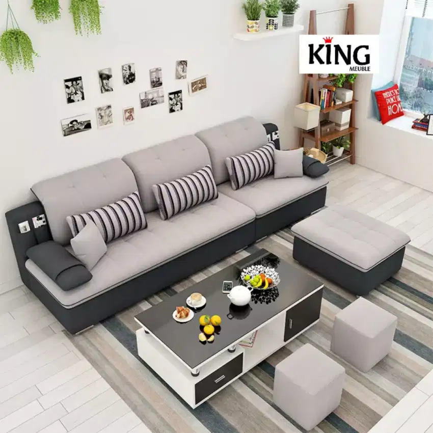 Sofa kursi L shape minimalis terbaru ruang tunggu