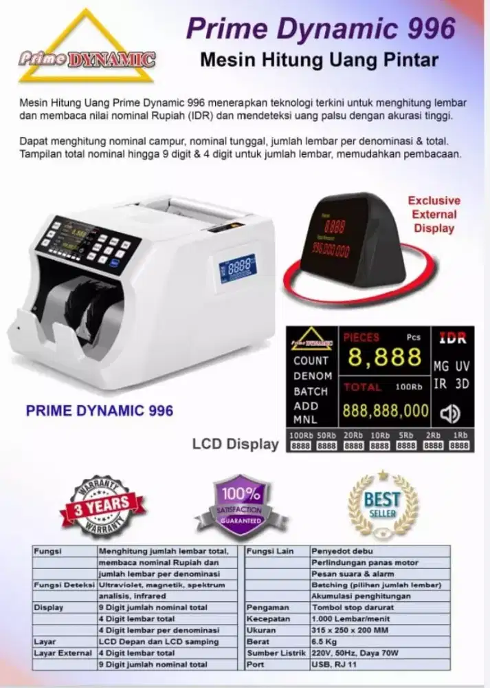 Mesin Hitung Uang Prime Dynamic 996