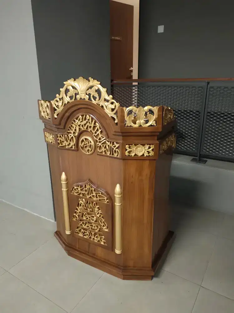 Mimbar masjid kayu jati kahfiyu