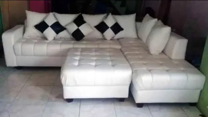 SOFA L MINIMALIS + PUFF BONUS BANTAL SOFA + WARNA CUSTOM