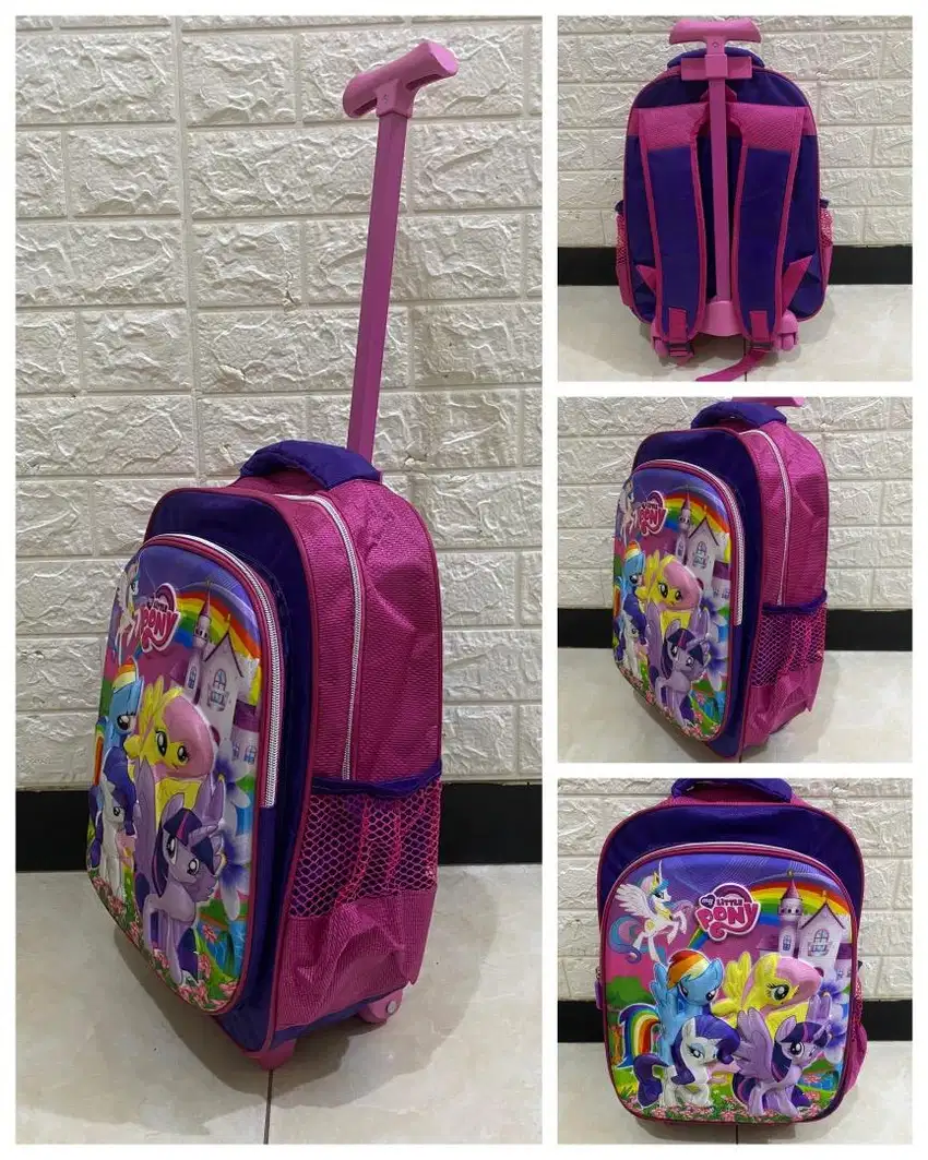 Tas sekolah troly dorong 3D anak sd karakter little pony