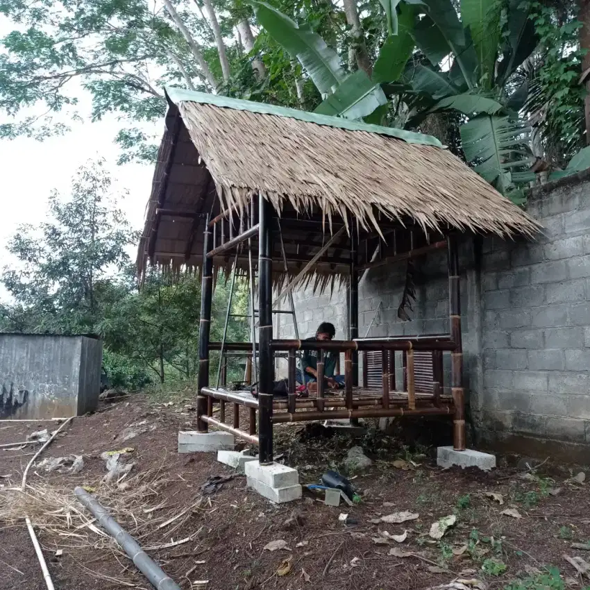 Gazebo bambu sederhana ukuran 2 x 2