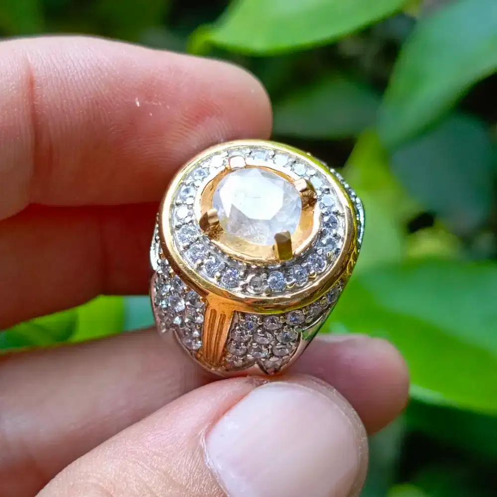 Cincin Batu Permata Natural COLORLESS SAPPHIRE Srilanka NH (2,80ct)