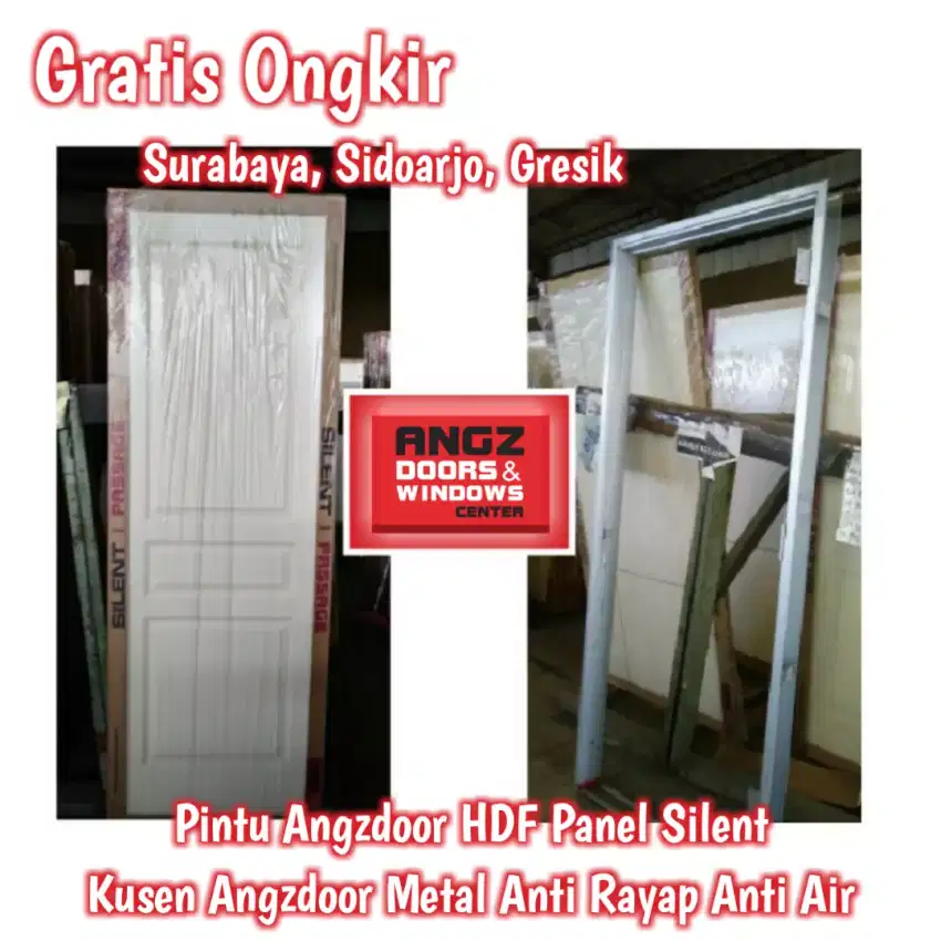 Pintu Angzdoor HDF Set Kusen Anti Rayap-Gratis Ongkir Surabaya, Gresik