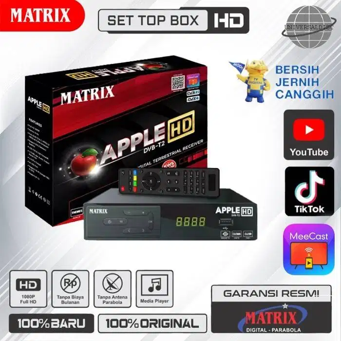 Matrix Apple Merah Biru Garuda STB Set Top Box DVB T2 TV Digital