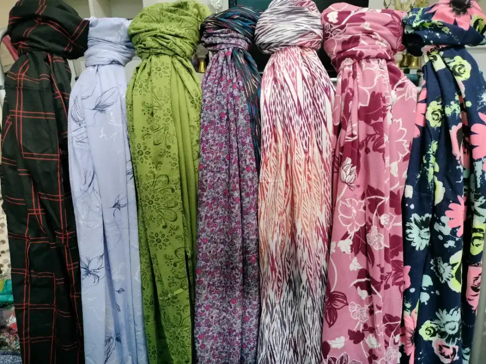 Pasmina motif bahan kaos adem