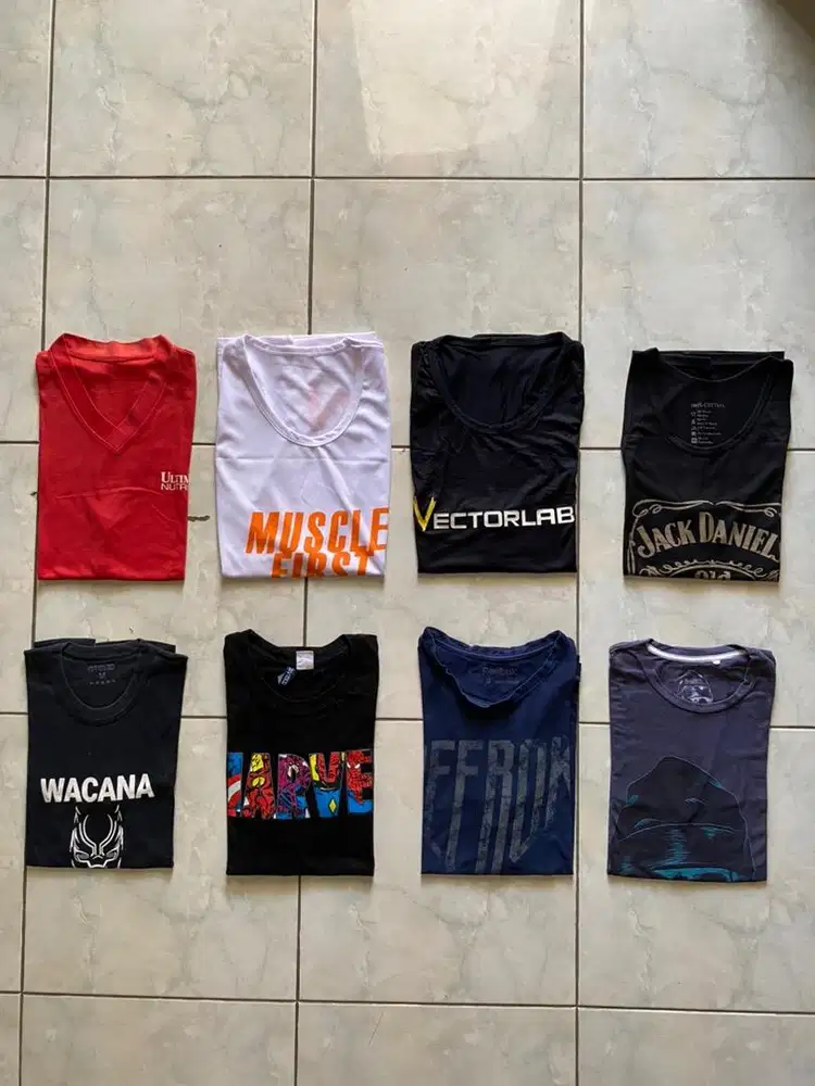 Borongan Bundling Kaos Bermerk GT Man H&M Reebok Gym