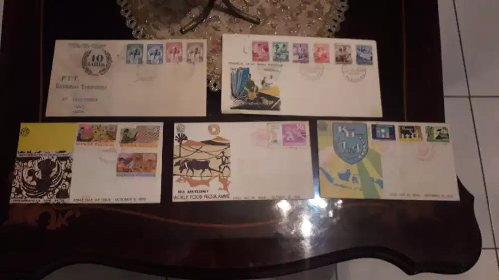 5 amplop Sampul Hari Pertama (SHP)perangko Indonesia