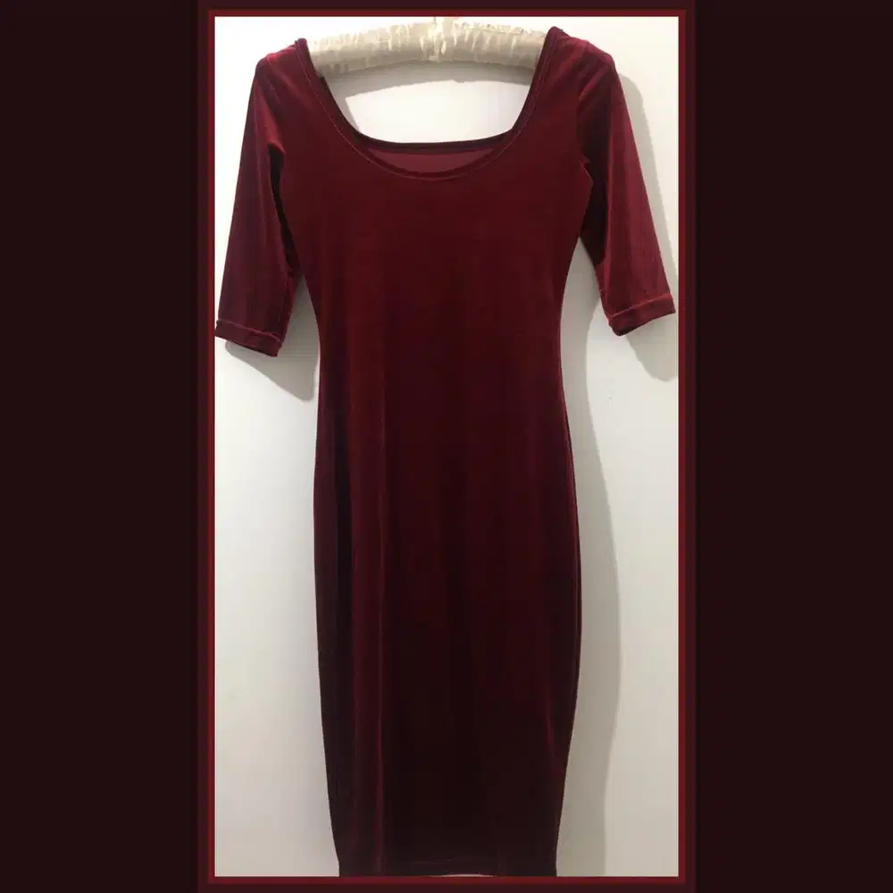 Dress Velvet Wine Red/maroon