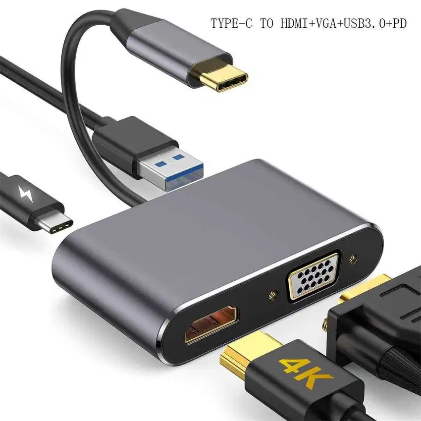 Converter USB Type C to HDMI VGA PD Charging 4K