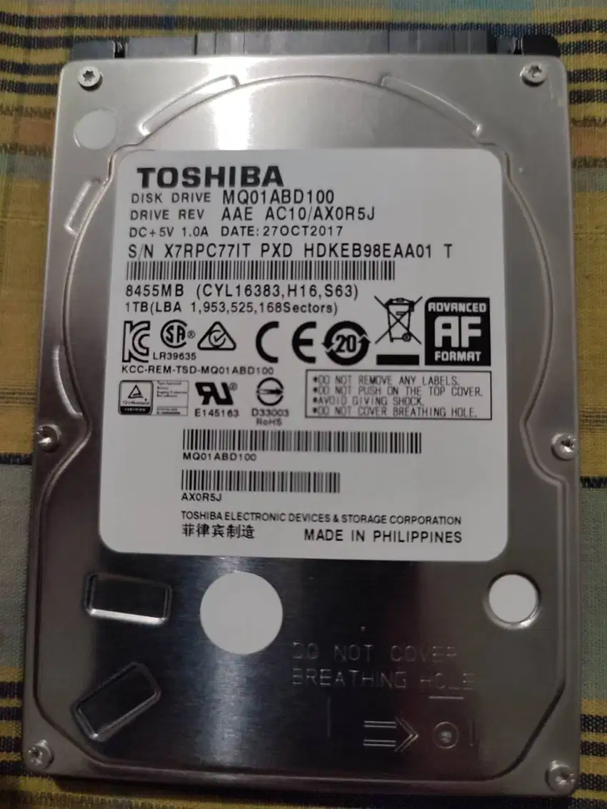 Harddisk Internal Laptop Toshiba 1TB Second Bekas