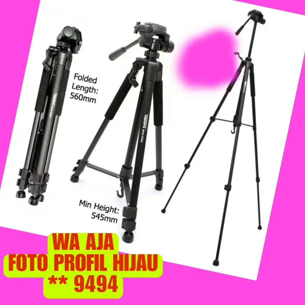 Tripod utk semua Kamera, HP = tripod RINGAN + KOKOH ++ BONUS TAS