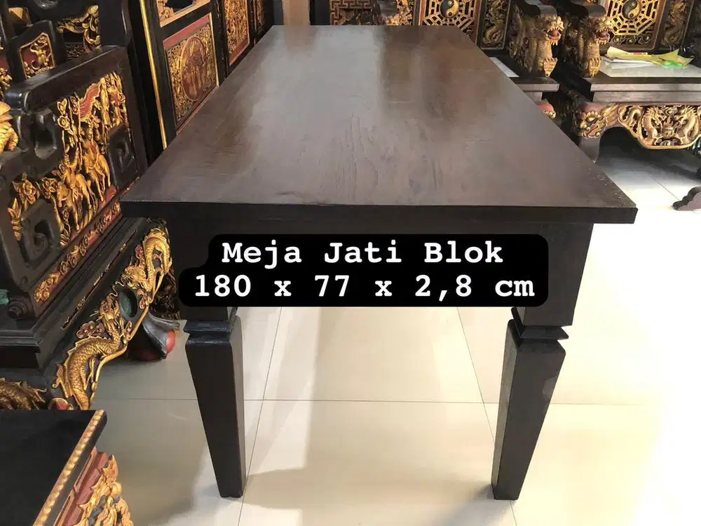 Dijual Meja Blok Utuh 1 Papan Kayu Jati Tua