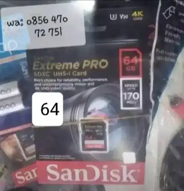 Memory Sandisk SD Card SDXC 64 Gb Extreme Pro 170mb/s SDHC