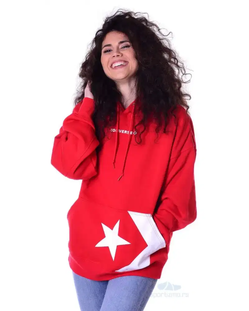 Converse Stra Chevron Pocket Women's Hoodie Red