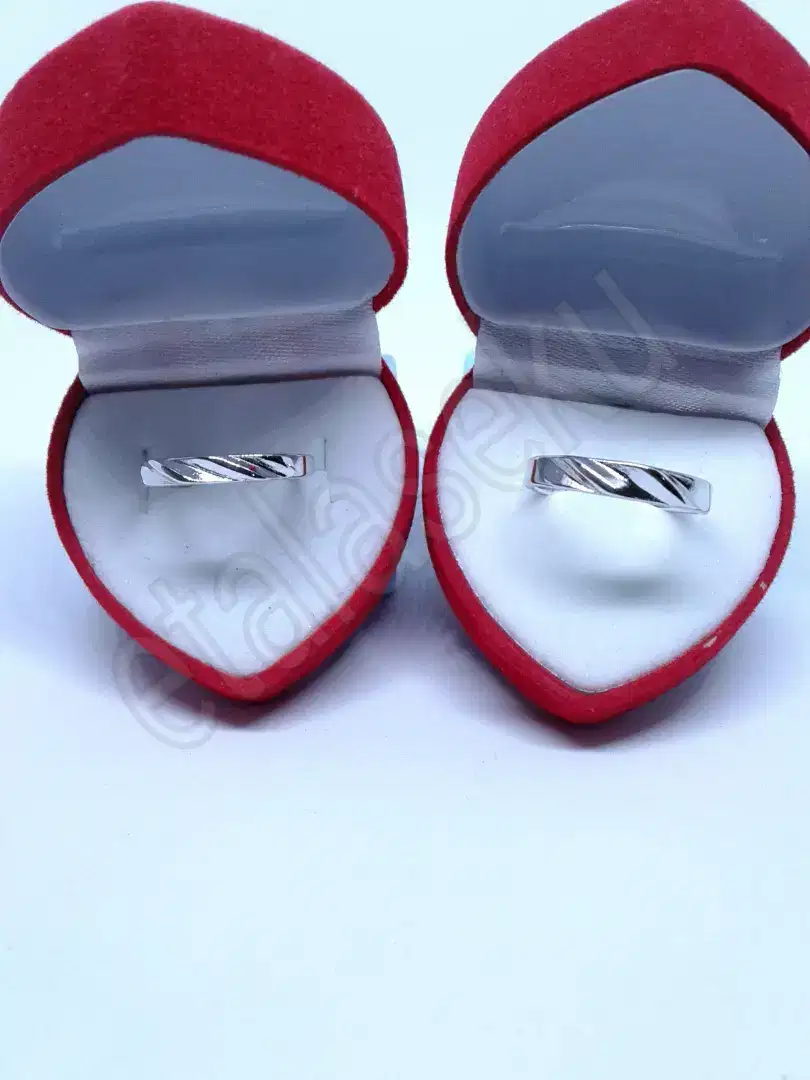 Cincin couple pasangan silver simple twist waves