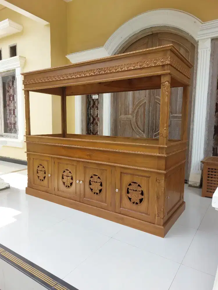 Meja Aquarium Minimalis Kayu Jati Solid