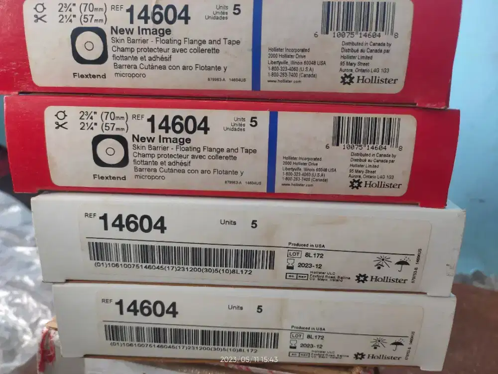 Colostomy Bag: Hollister 2¾ x 2¼ (70mmx57mm) type 14604 microporo