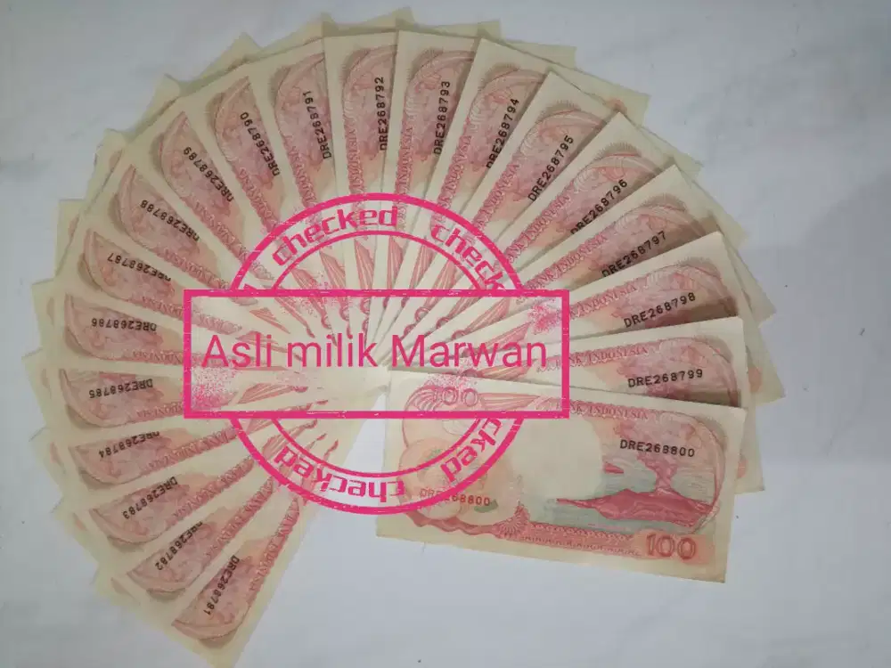 Uang lama pecahan seratus rupiah 1 gepok No Seri berurut thn 1992
