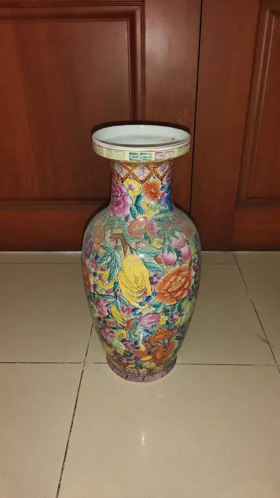 China Ceramic Flower Vas Keramik Antik Jadul Motif Bunga (A-089)