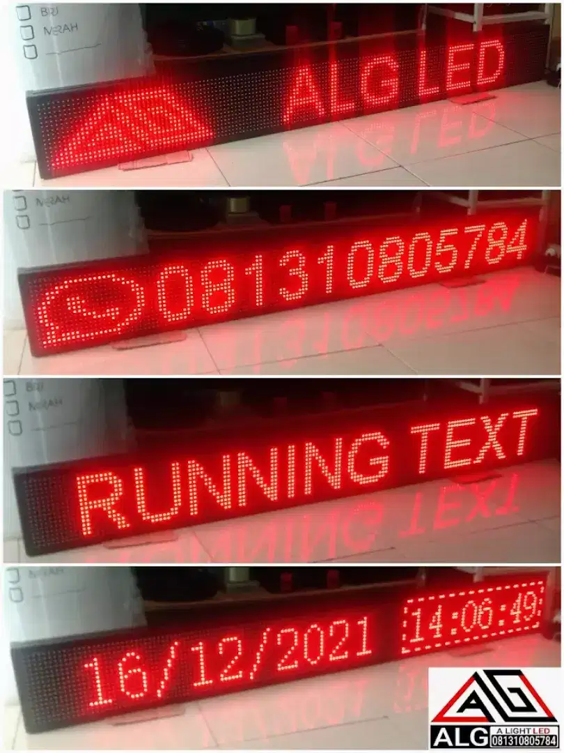 Running text panjang warna merah