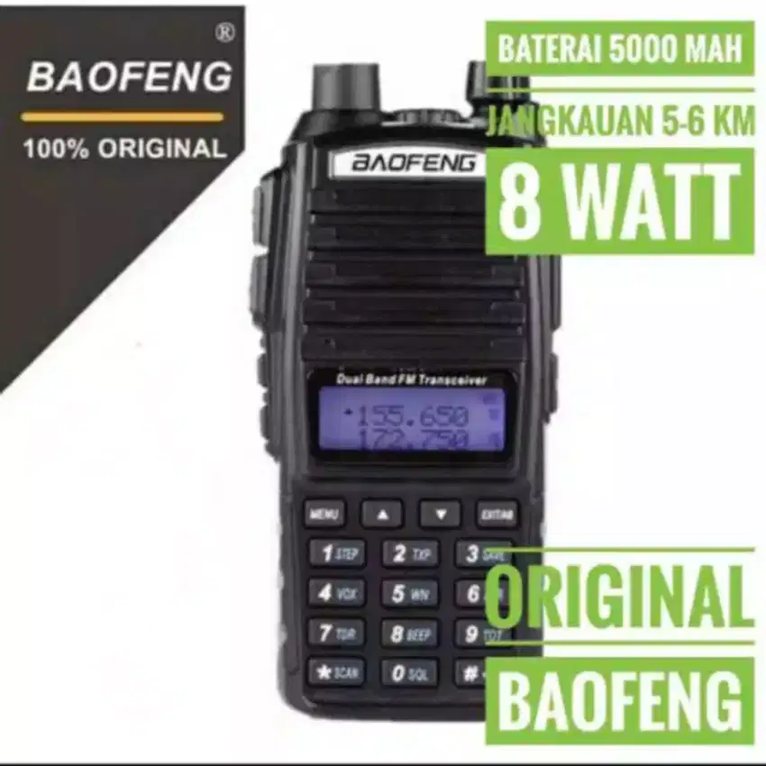 8watt batre 5000mah Original baofeng ht uv82/uv 82/uv-82 dual band