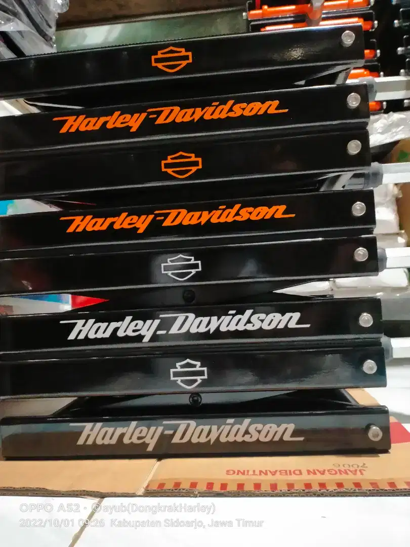 dongkrak harley hitam orange