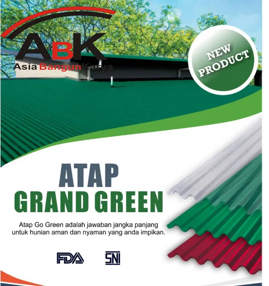 ATAP GRAND GREEN WARNA HIJAU PANJANG 180CM  180CM