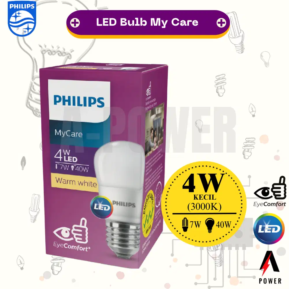 Philips - Lampu LED MyCare Bulb/Bohlam 4W Kecil (Kuning)