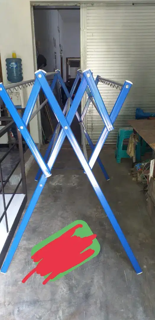 Jual jemuran aluminium warna biru