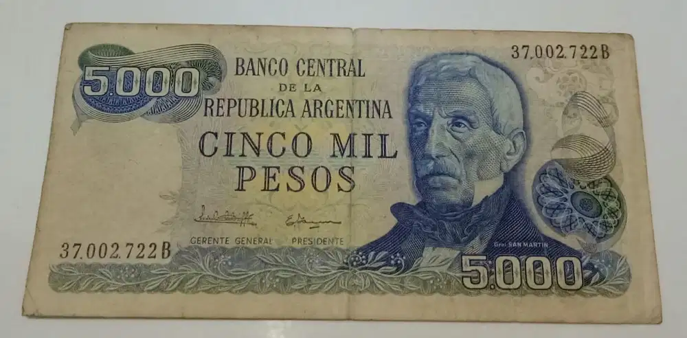 Uang Argentina 5000 pesos general san martin