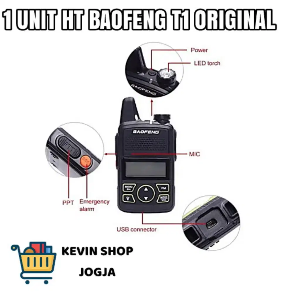 1UNIT HT BaofenG T1 ORIGINAL Charger USB (baru)