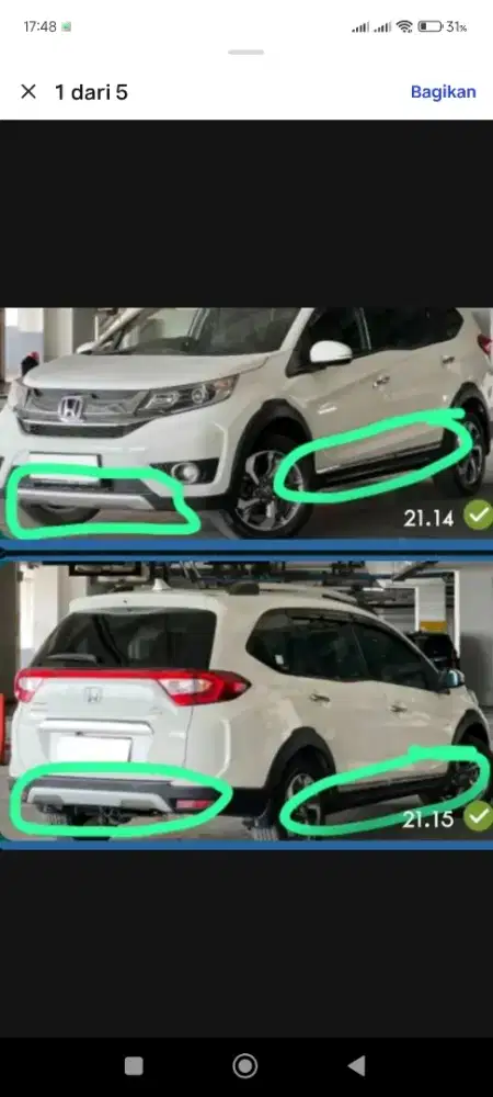 Part Honda Brv (side kirt/spoiler samping bawah, bumper, gril) 2016