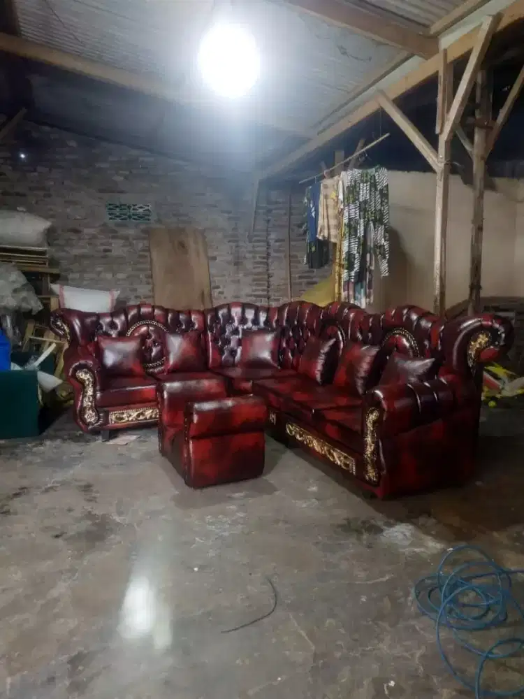 Sofa Raja Kancing Sudut + Meja