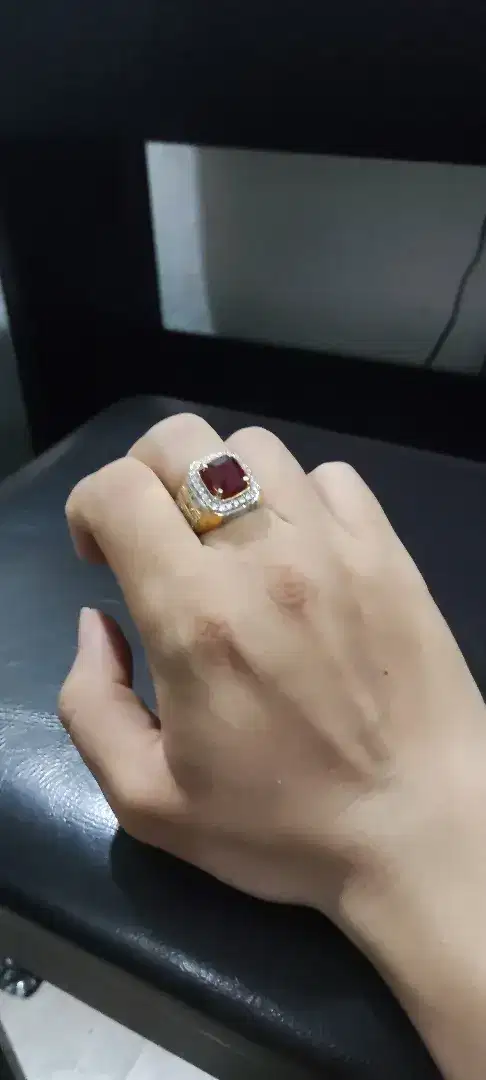 Pigeon blood natural ruby ring perak asli memo