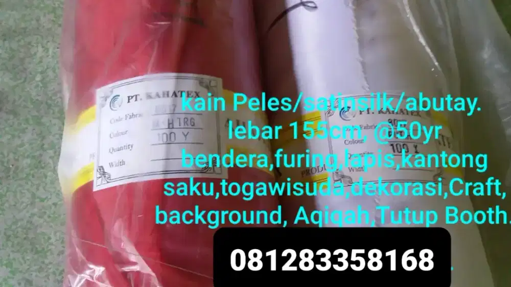 Kain furing, Bendera, Lapis tas dompet, Peles, Abutay, Satin Silk.