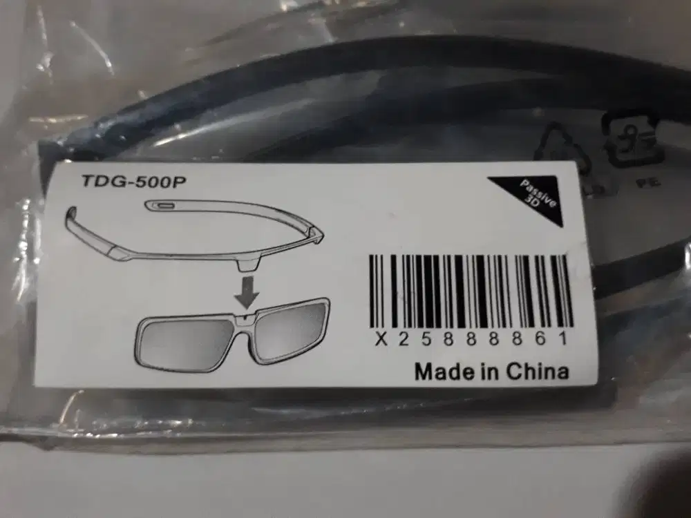 Passive  3-D Filter Glasses TDG-500P by Sony (2pcs) Kacamata 3 D