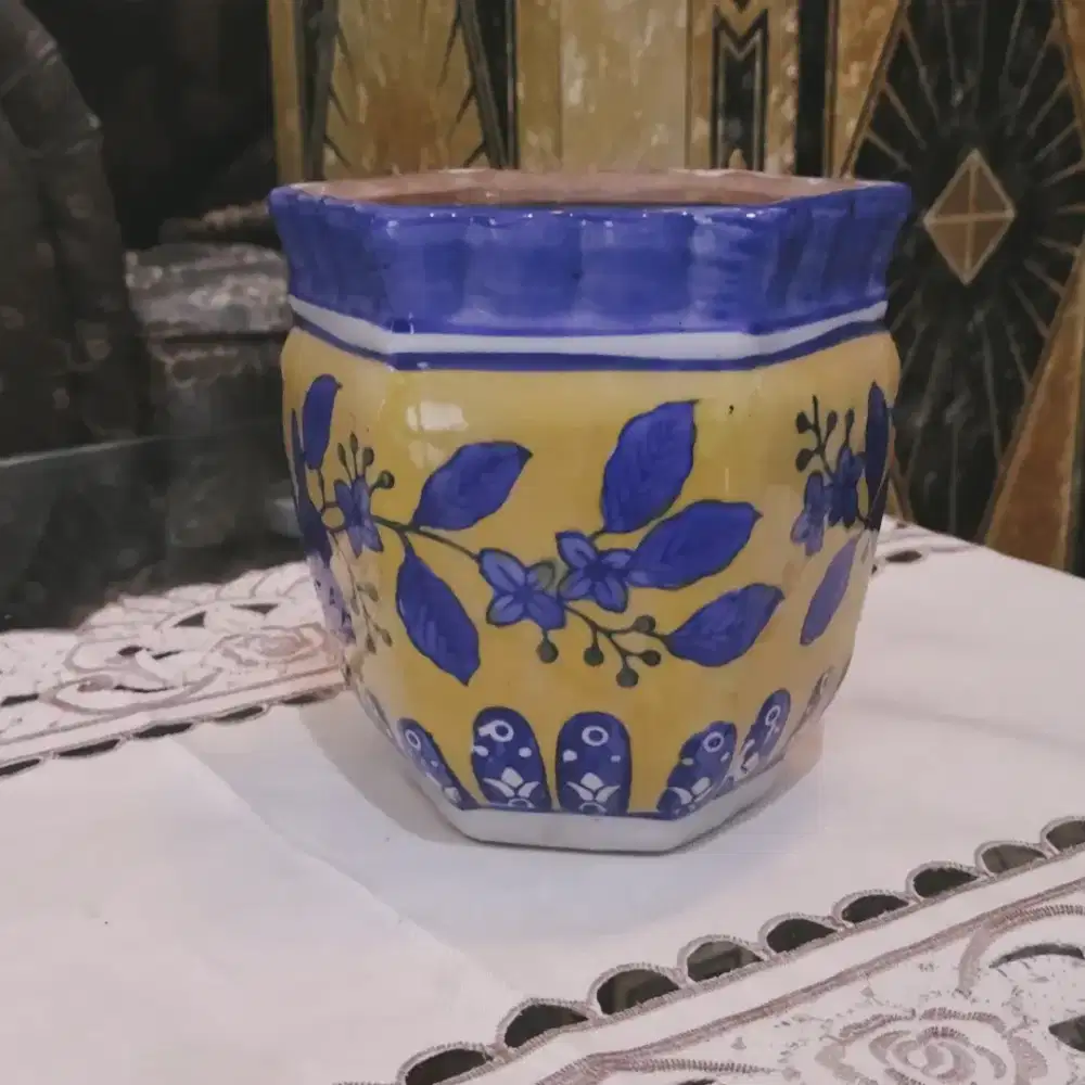 POT WADAH KERAMIK VINTAGE IMPORT 14CM