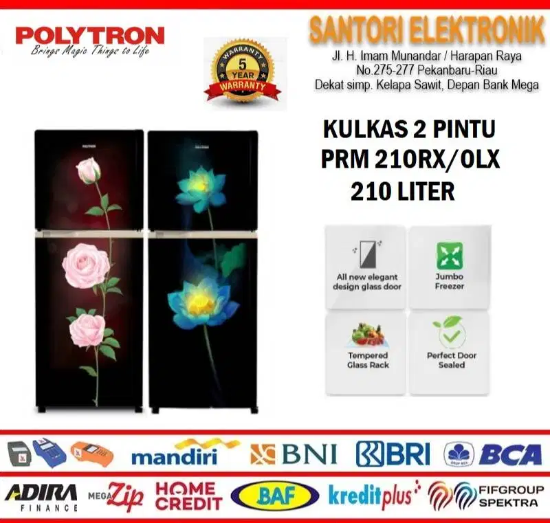 CASH KREDIT KULKAS POLYTRON 2PINTU 210LITER