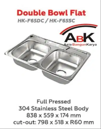 Kitchen Sink HOCK Double Bowl Flat / Wastafel dapur