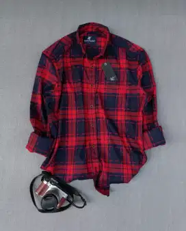 New Kemeja Flanel Panjang ILEFEN TUELEF Warna Merah MAM D001