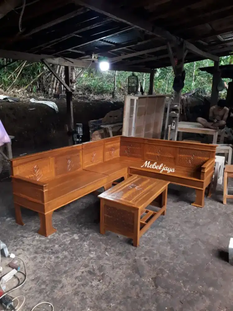 Kursi tamu kursi sudut meja tamu kursi L meja L kursi kayu