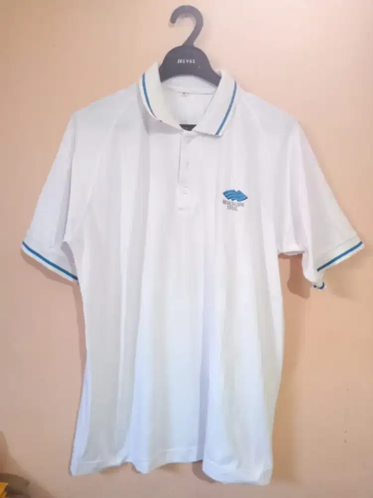 T-shirt polo white BLUE SCOPE STEEL size XL (preloved)