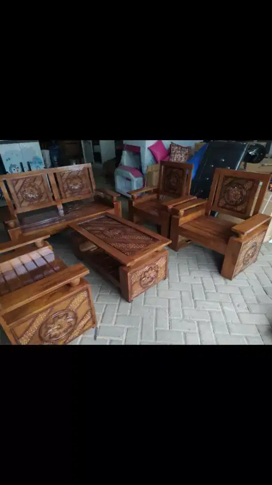 Kursi Box Kayu Jati Type 2111 + Meja