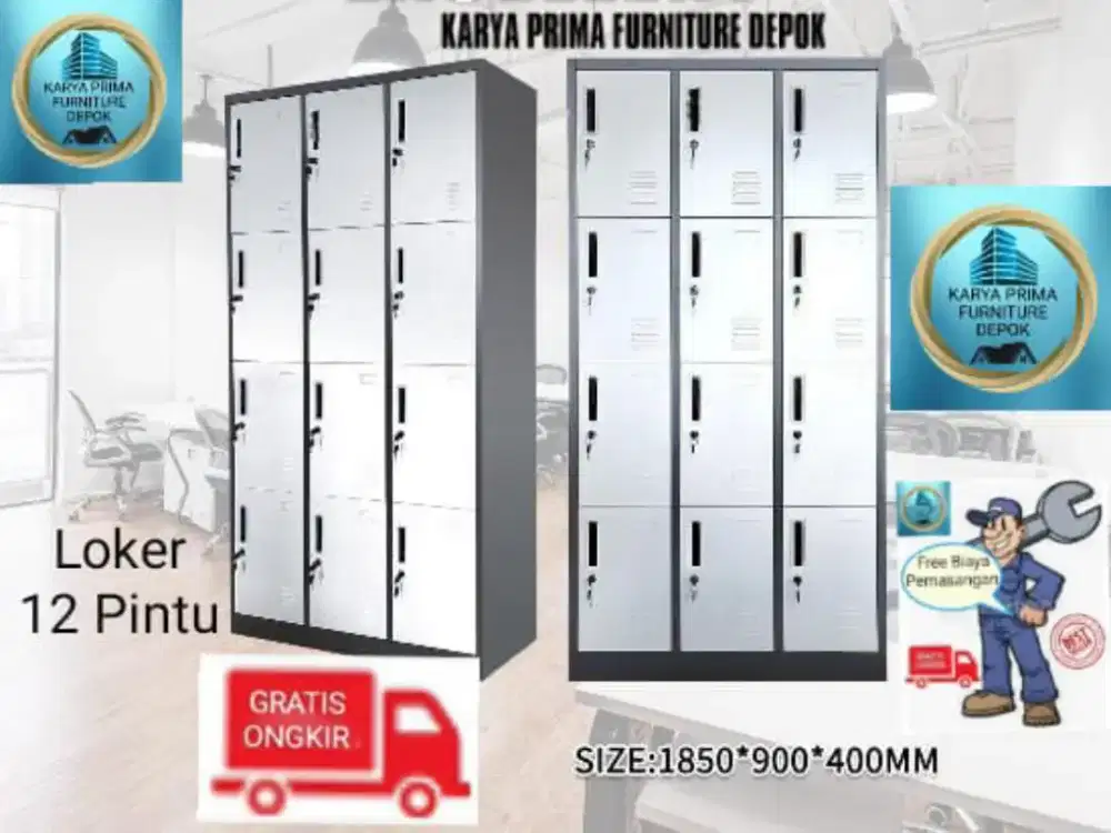 Lemari Locker 12 Pintu baru 1850x900x400 free ongkir pasang 2.350.000